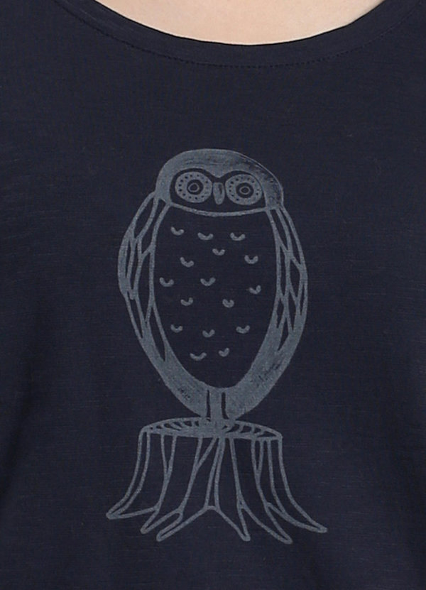 T-Shirt Frontprint Owl WOR-4158 navy