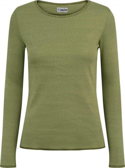 Langarmshirt fein-geringelt army-light green