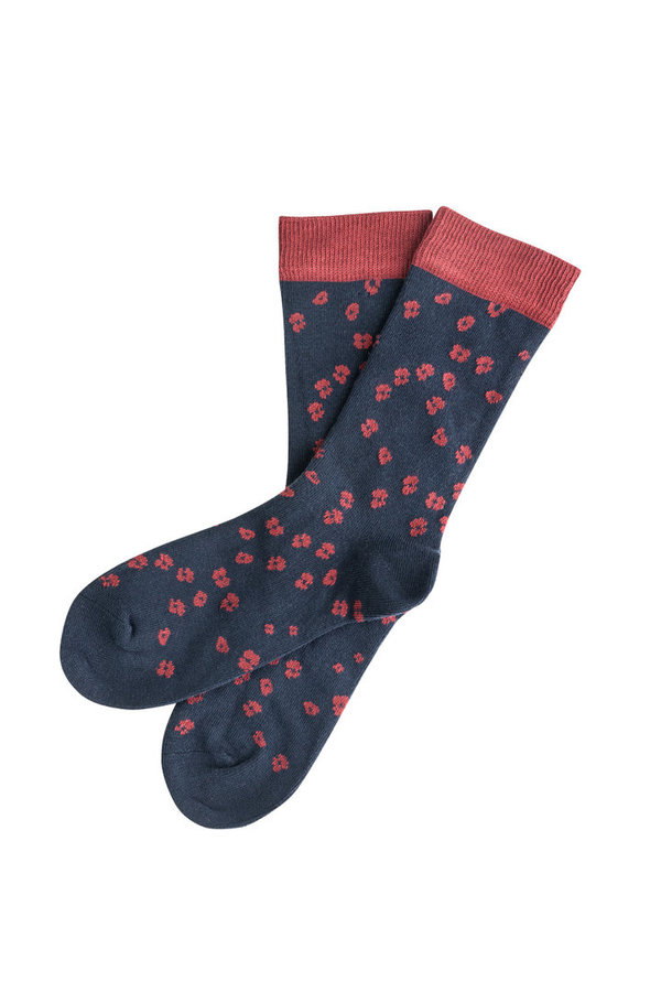 Gemusterte Socken Biobaumwolle rot|blau